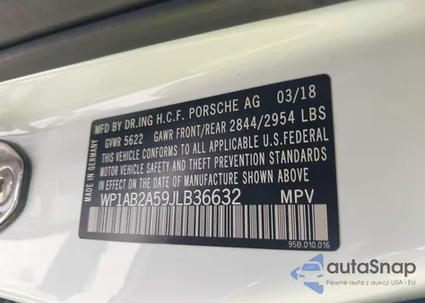 2018 Porsche Macan S из США, поврежденный, VIN WP1AB2A59JLB36632